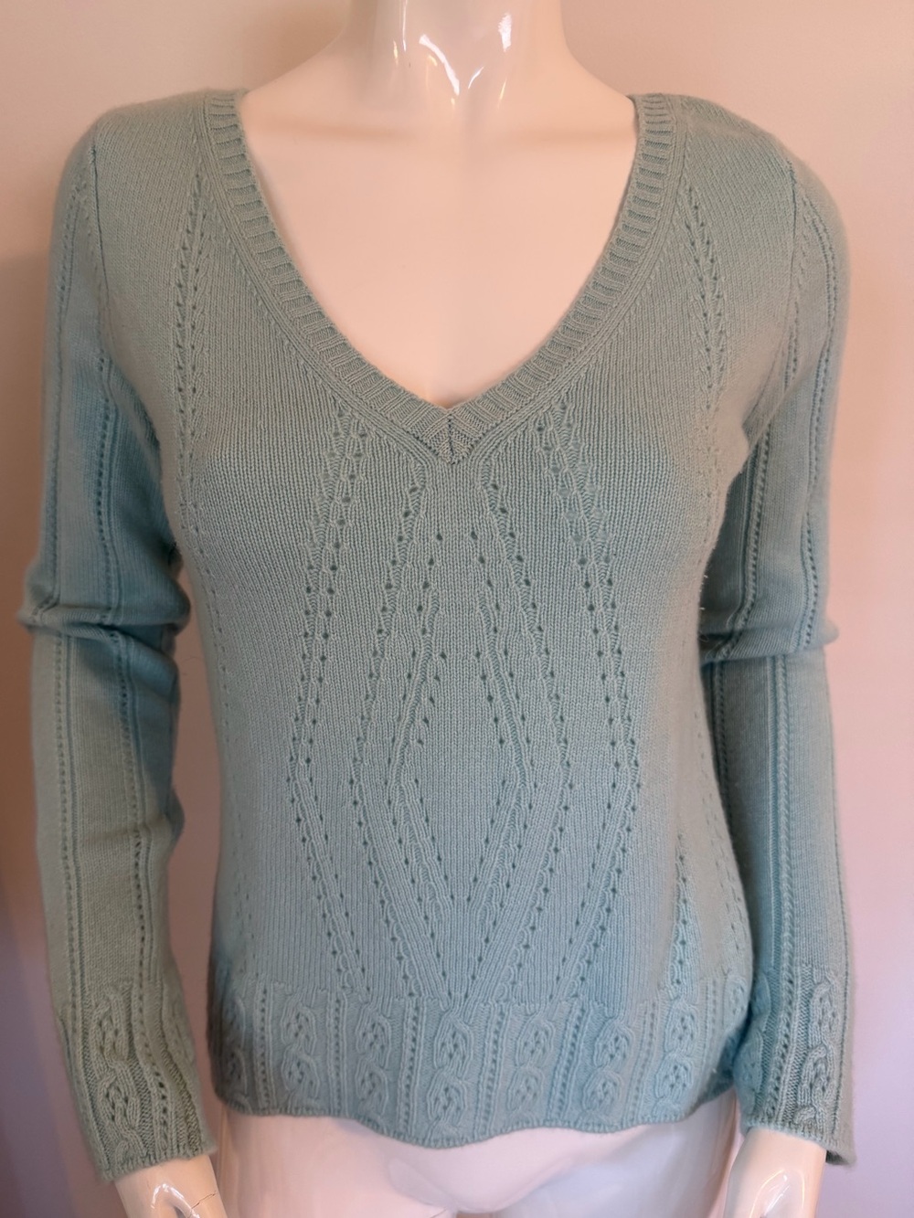 VTG Lilly Pulitzer Cashmere Pointelle detail cable knit sweater M